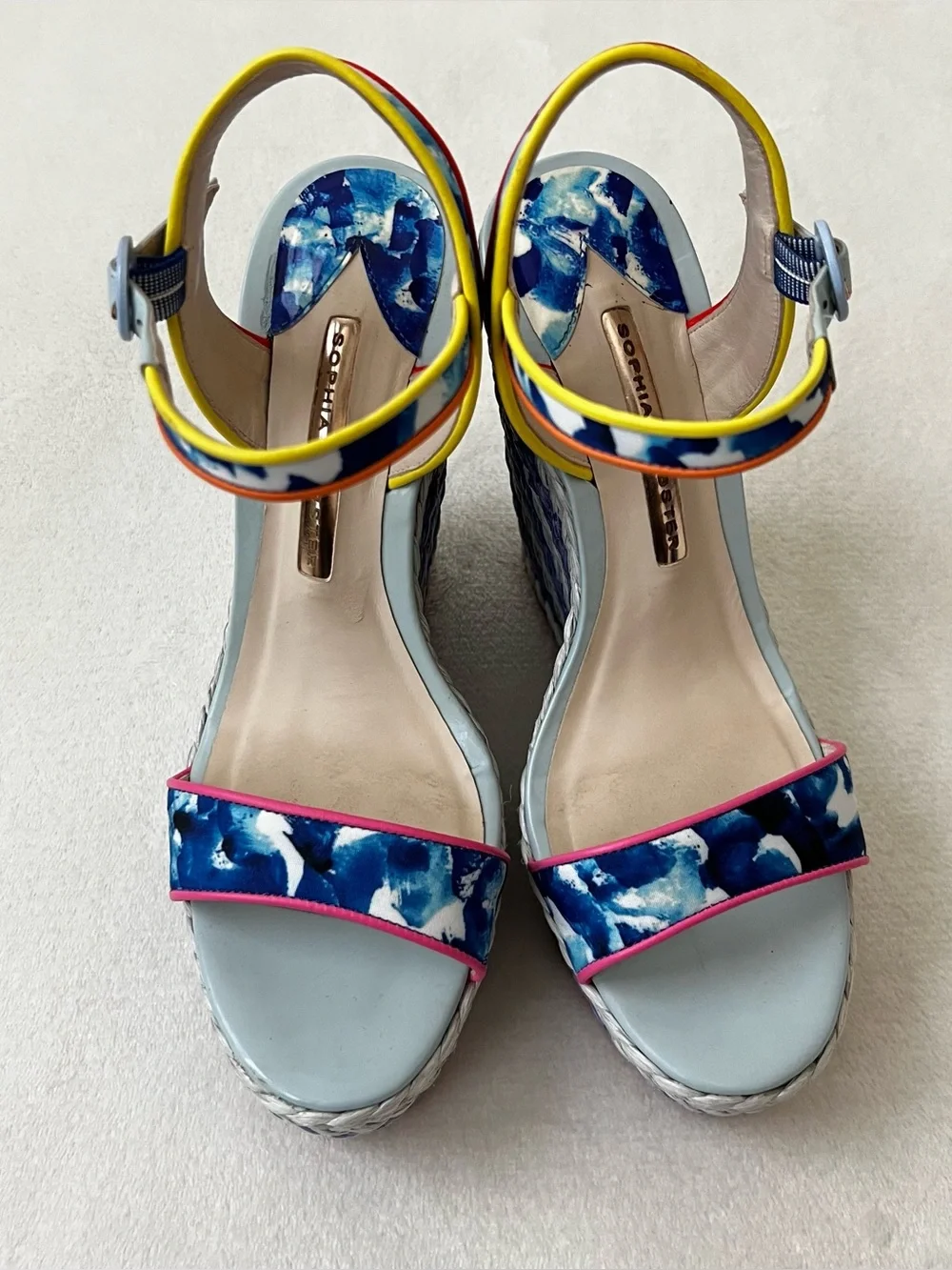 Sophia Webster Lucita Oceana Multicolor Espadrille Wedge Sandals Size 38.5